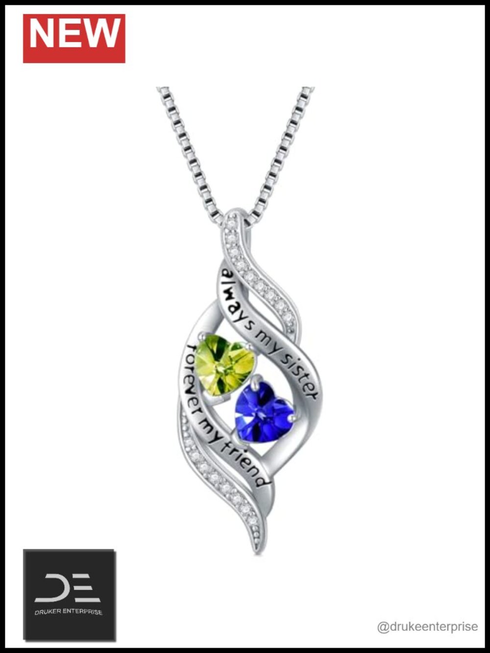 Sister Necklace 18k White Gold Plated Infinity Pendant